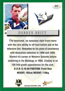 2000 Select #20 Darren Britt Back